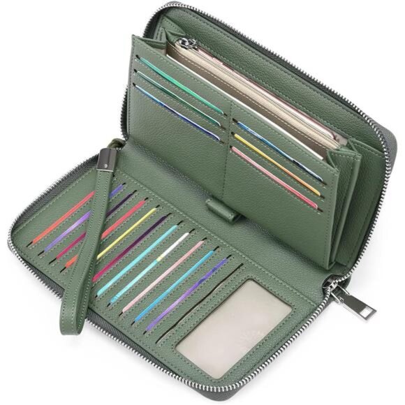 New Womens Wallet RFID Blocking Leather Zip Around Wallet Large Capacity - Picture 1 of 6